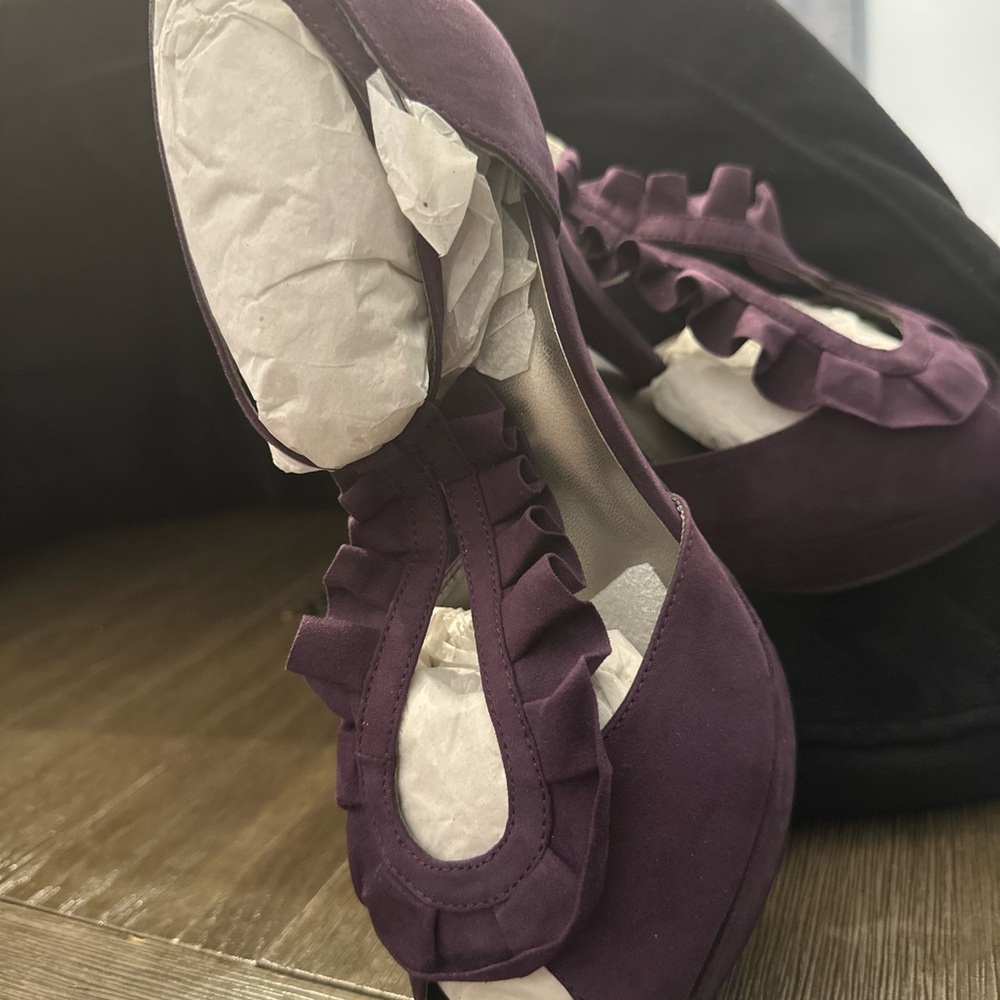 G by Guess Purple Ruffle Heels